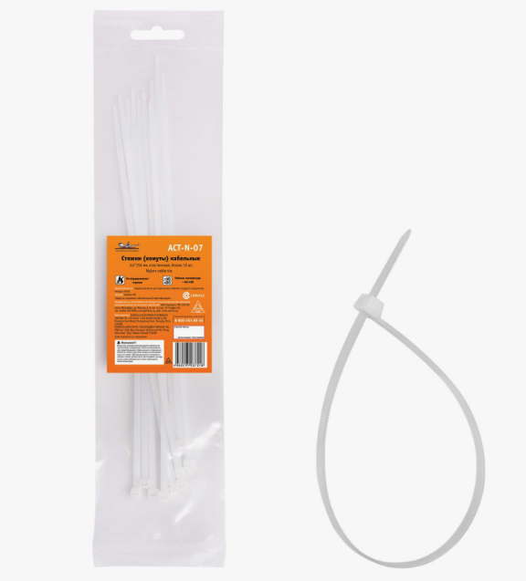 Хомуты-стяжки 250х3.6 мм AIRLINE кабельные нейлон (пластик) белые 10 шт